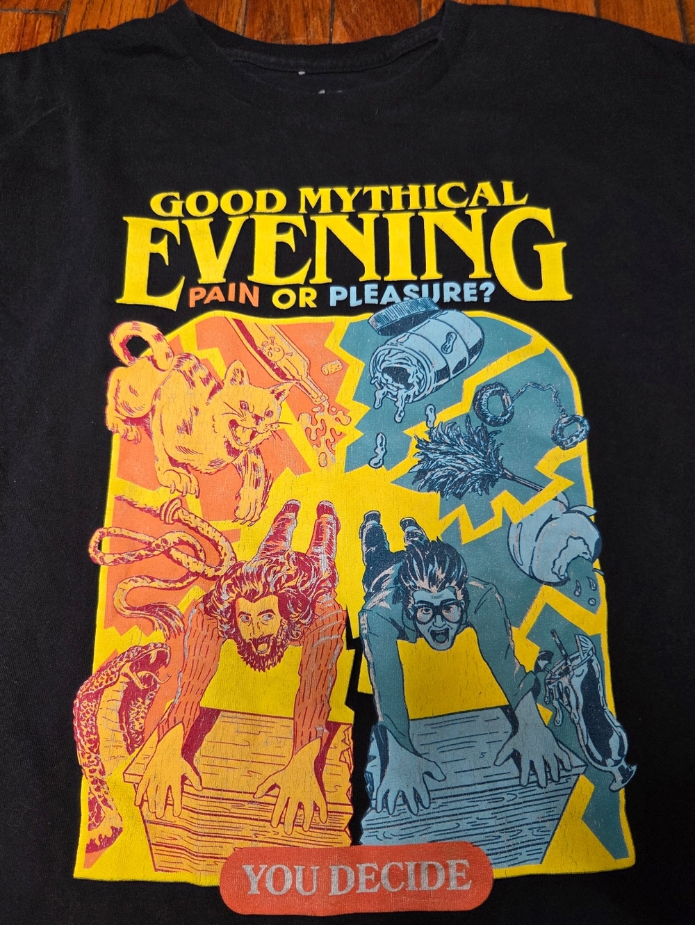 Good Mythical Morning Large L Black Evening Rhett Link Tour YouTube T Shirt B2